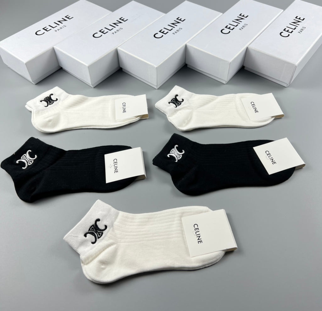 Celine Small Logo Details Ankle Socks