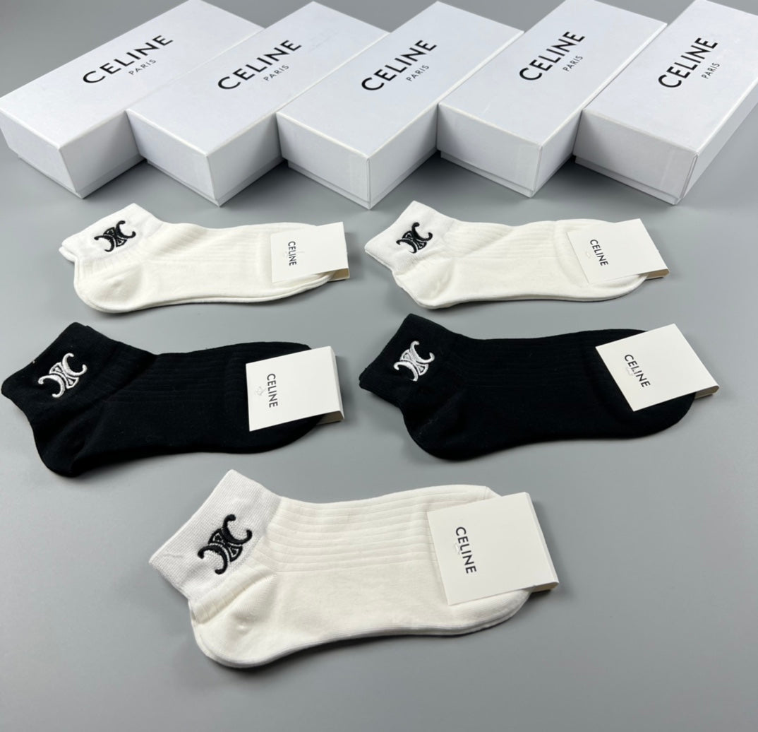 Celine Small Logo Details Ankle Socks