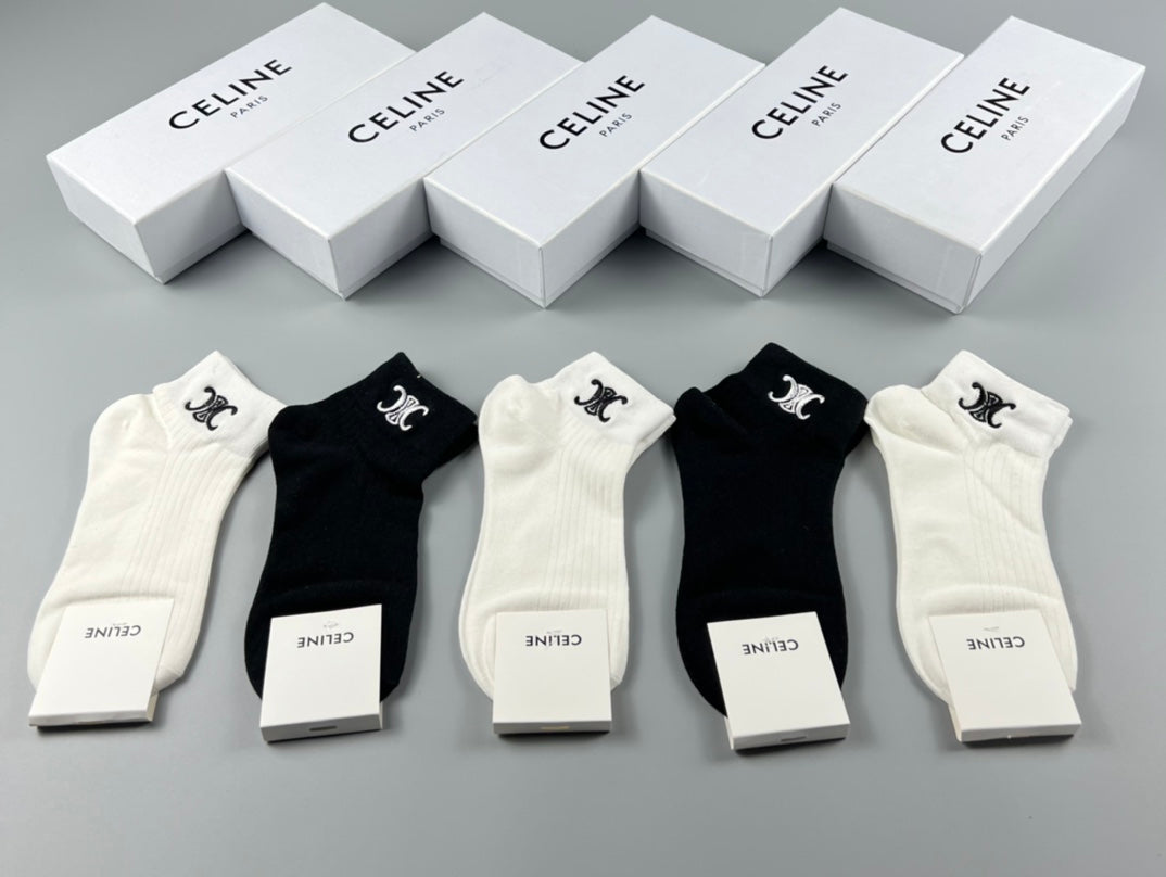 Celine Small Logo Details Ankle Socks