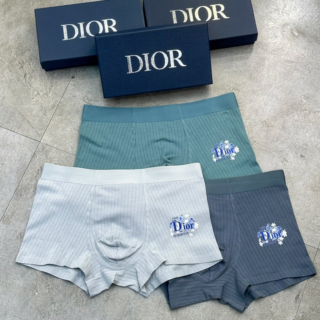Dior Floral Logo Men's Trunk Underwear - 3-Piece Box