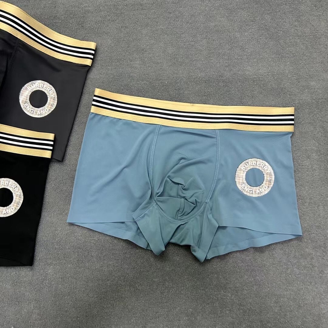 Burberry Solid Panels And Visible Emblem Details Men's Boxer Briefs - 3-Piece Box