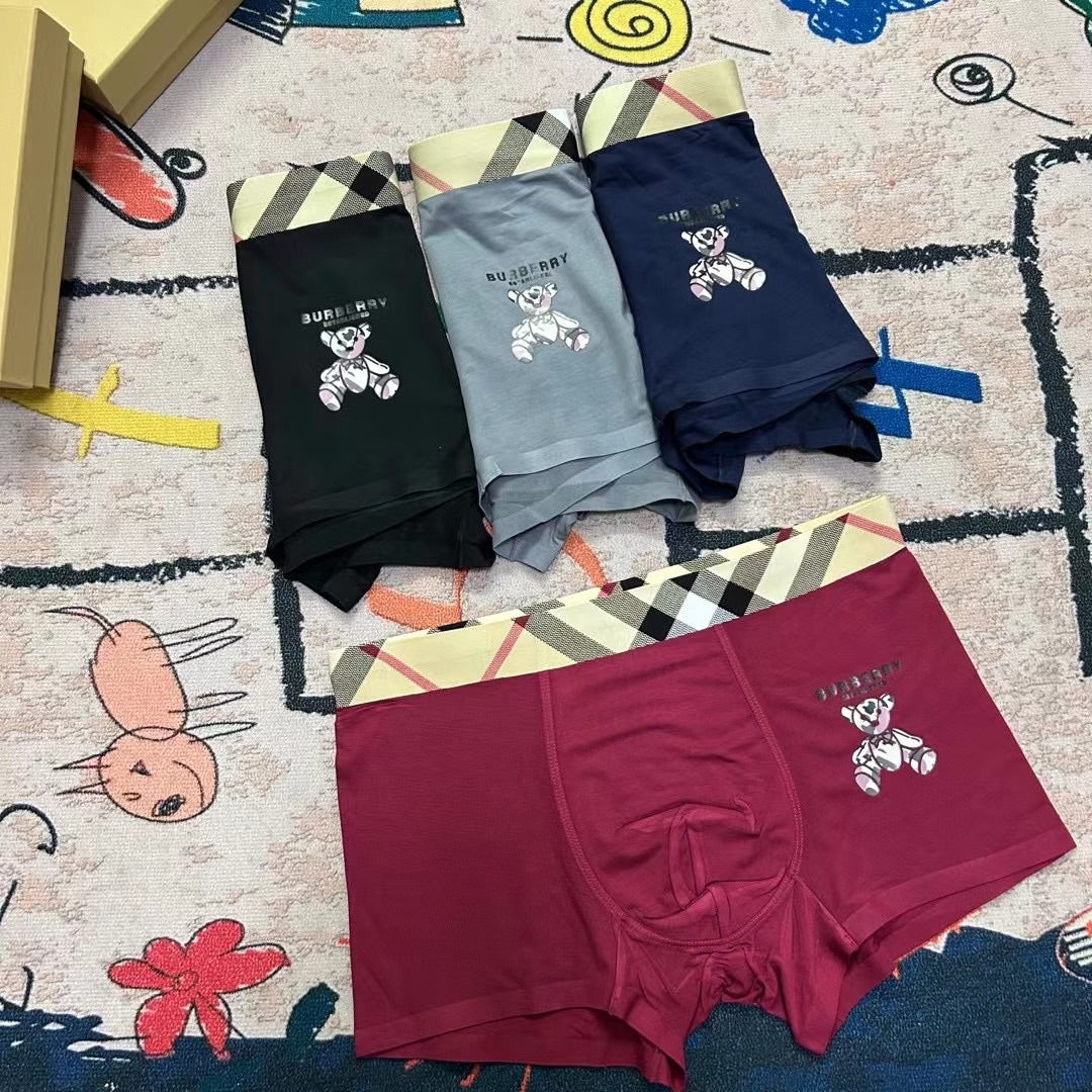 Burberry Horse Graphics And Check-Inspired Waistbands Men's Boxer Briefs - 3-Piece Box