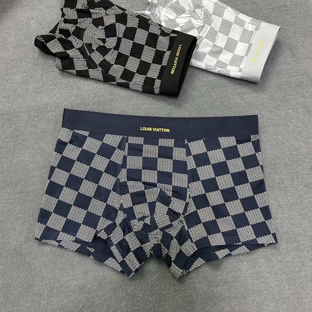 Louis Vuitton Solid Panels And Visible Emblem Details Men's Boxer Briefs - 3-Piece Box