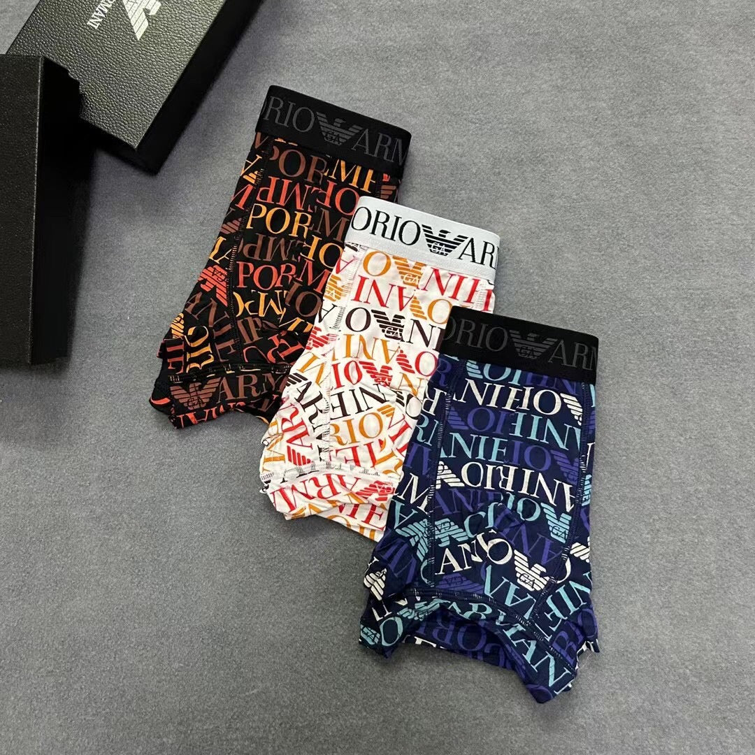 Armani Colourful All-Over Lettering Men's Boxer Briefs