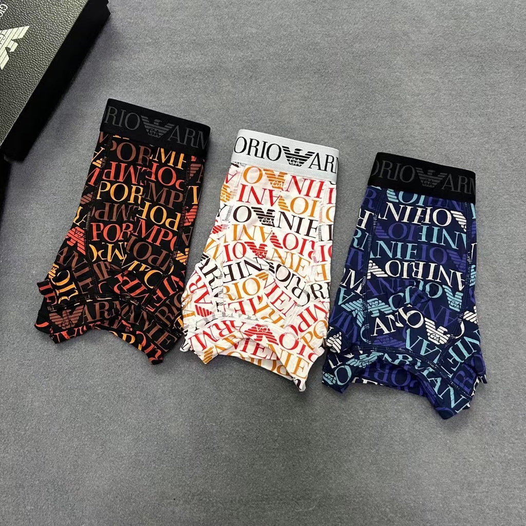 Emporio Armani All-Over Print Men's Trunk Underwear - 3-Piece Box
