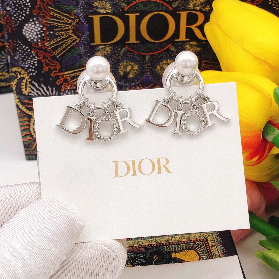 Pearl-Style Motif Statement Earrings in Silver-Tone with Pearl-Style Detail – Design 002 side detail