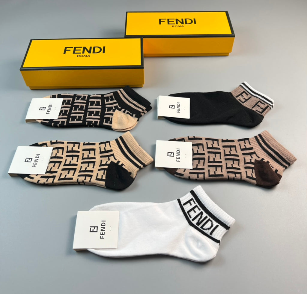 Fendi Monogram Ankle Socks - 5-Pair Box