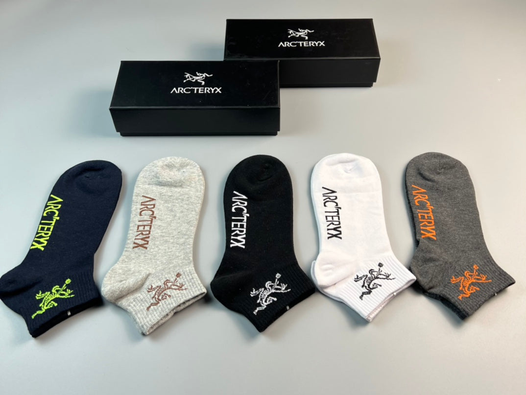 Arc'teryx Colourful Bird And Wordmark Details Ankle Socks - 5-Pair Set