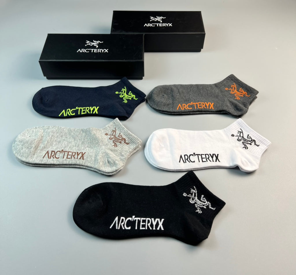 Arc'teryx Colourful Bird And Wordmark Details Ankle Socks - 5-Pair Set