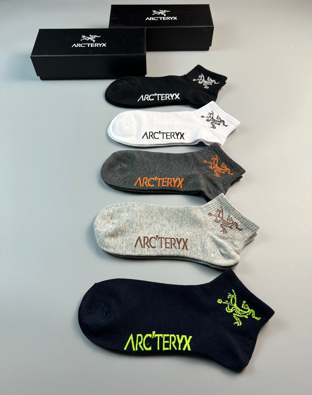 Arc'teryx Cotton Colourful Bird Details No-Show Socks - 5-Pair Set