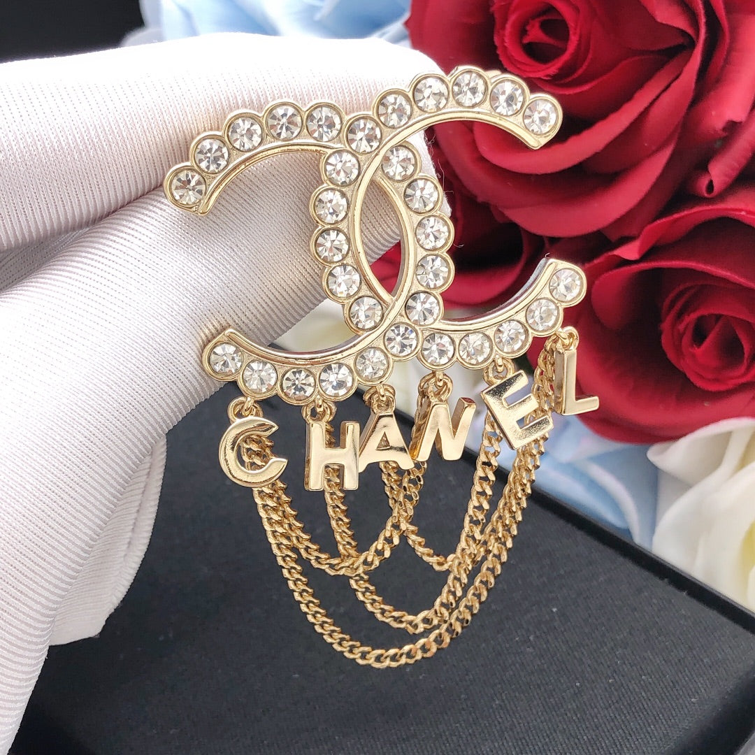 Letter Brooch in Gold-Tone – Design 001 styled product view
