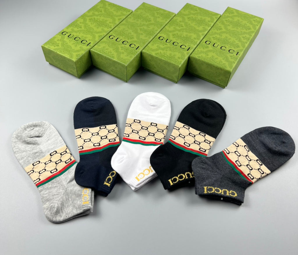 Gucci Cotton Crew Socks - 5-Pair Pack
