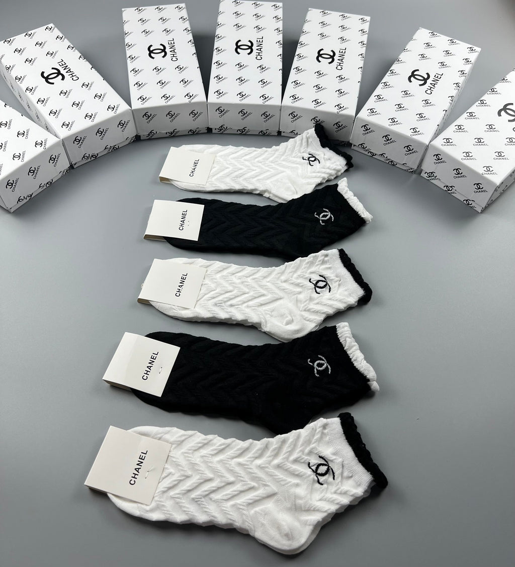 Chanel Cotton Short Socks - 5-Pair Pack