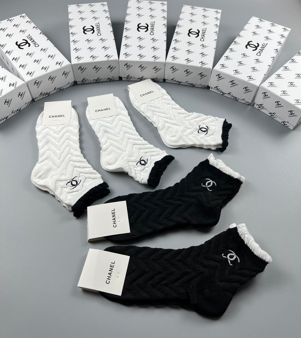 Chanel Cotton Short Socks - 5-Pair Pack