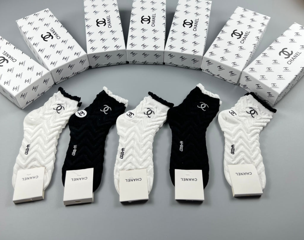 Chanel Cotton Short Socks - 5-Pair Pack