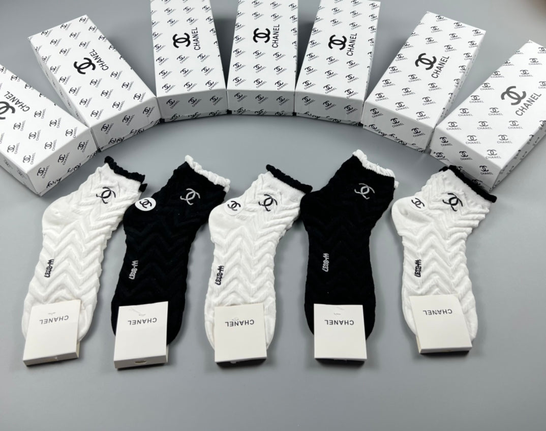 Chanel Cotton Short Socks - 5-Pair Pack