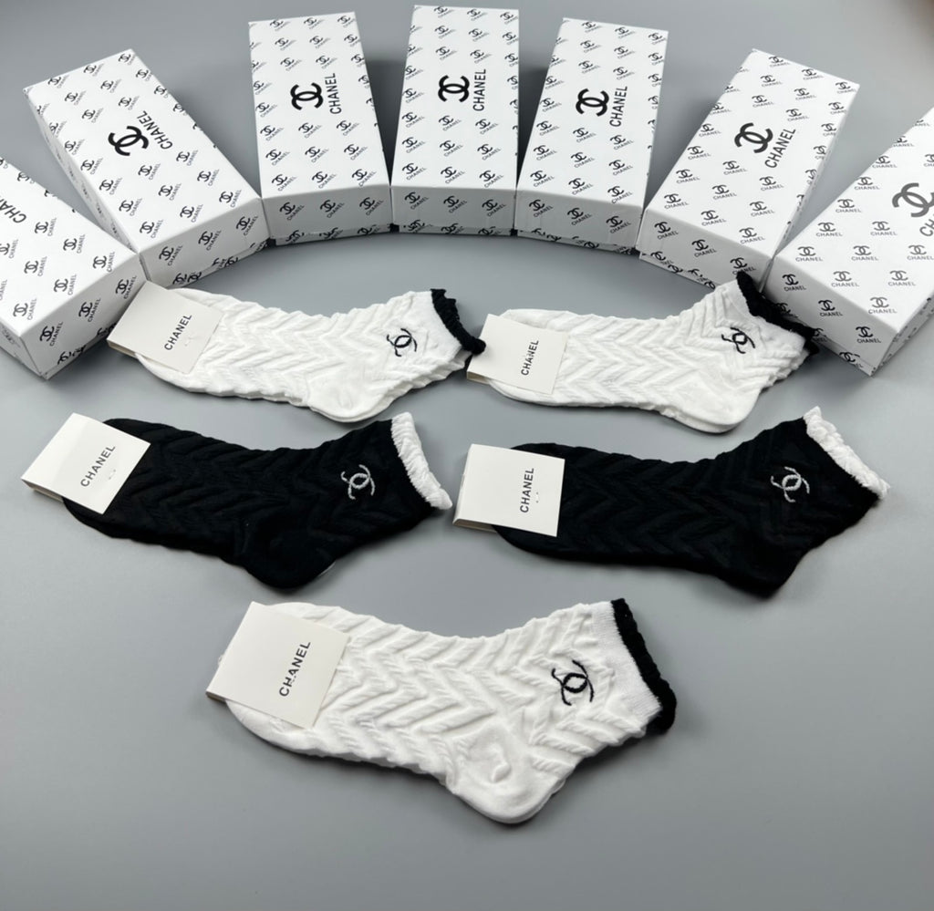 Chanel Cotton Short Socks - 5-Pair Pack