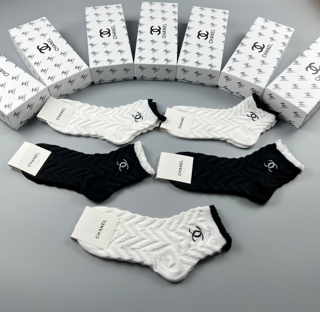 Chanel Cotton Short Socks - 5-Pair Pack