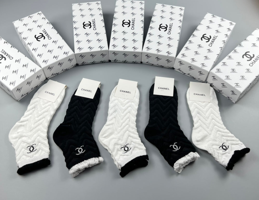 Chanel Cotton Short Socks - 5-Pair Pack