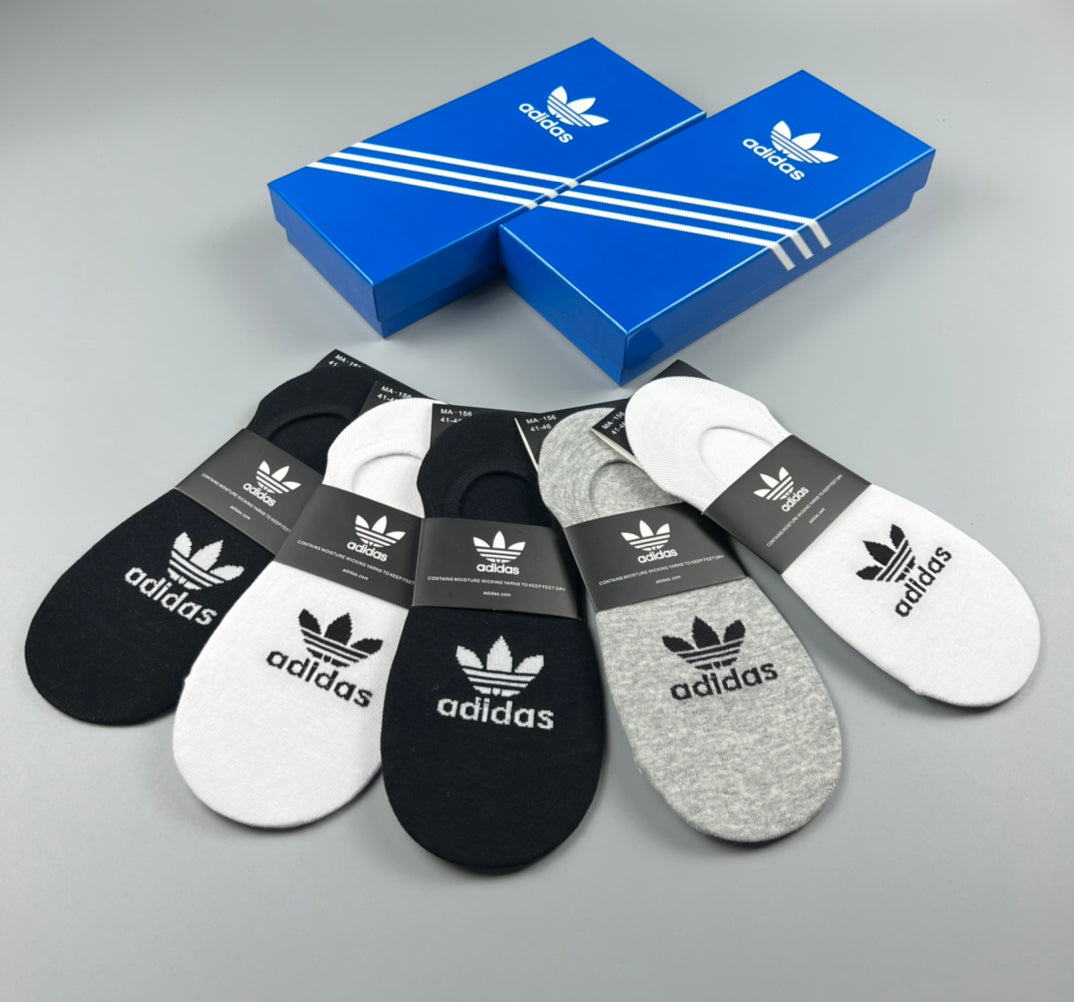 Adidas Cotton Visible Logo, Stripe Or Motif Details No-Show Socks