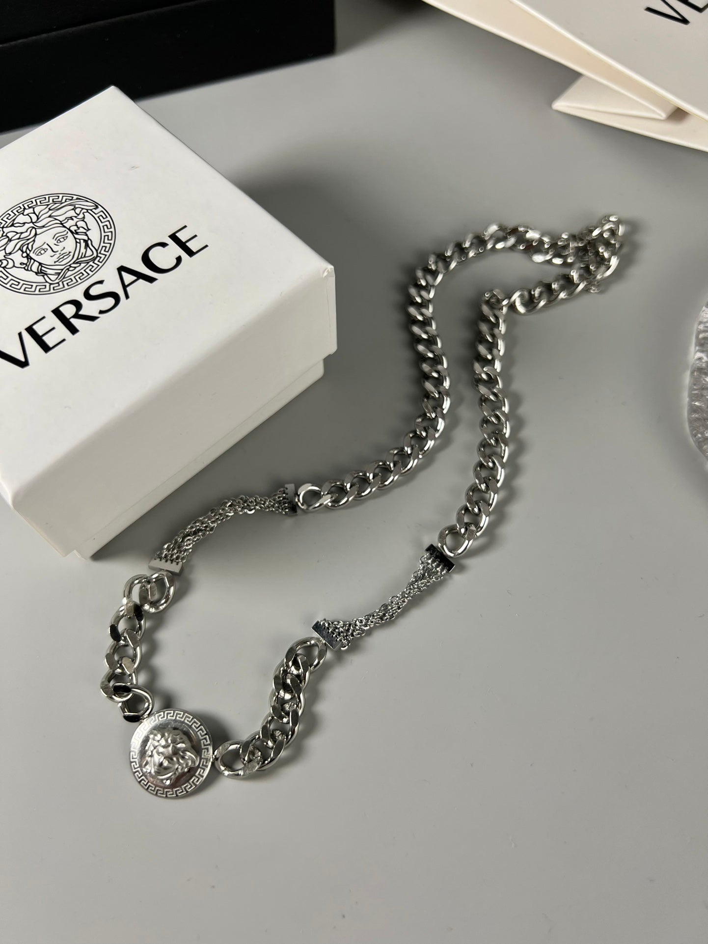 Medusa Head Pendant Necklace in Polished Metal-Tone – Design 03 styled product view