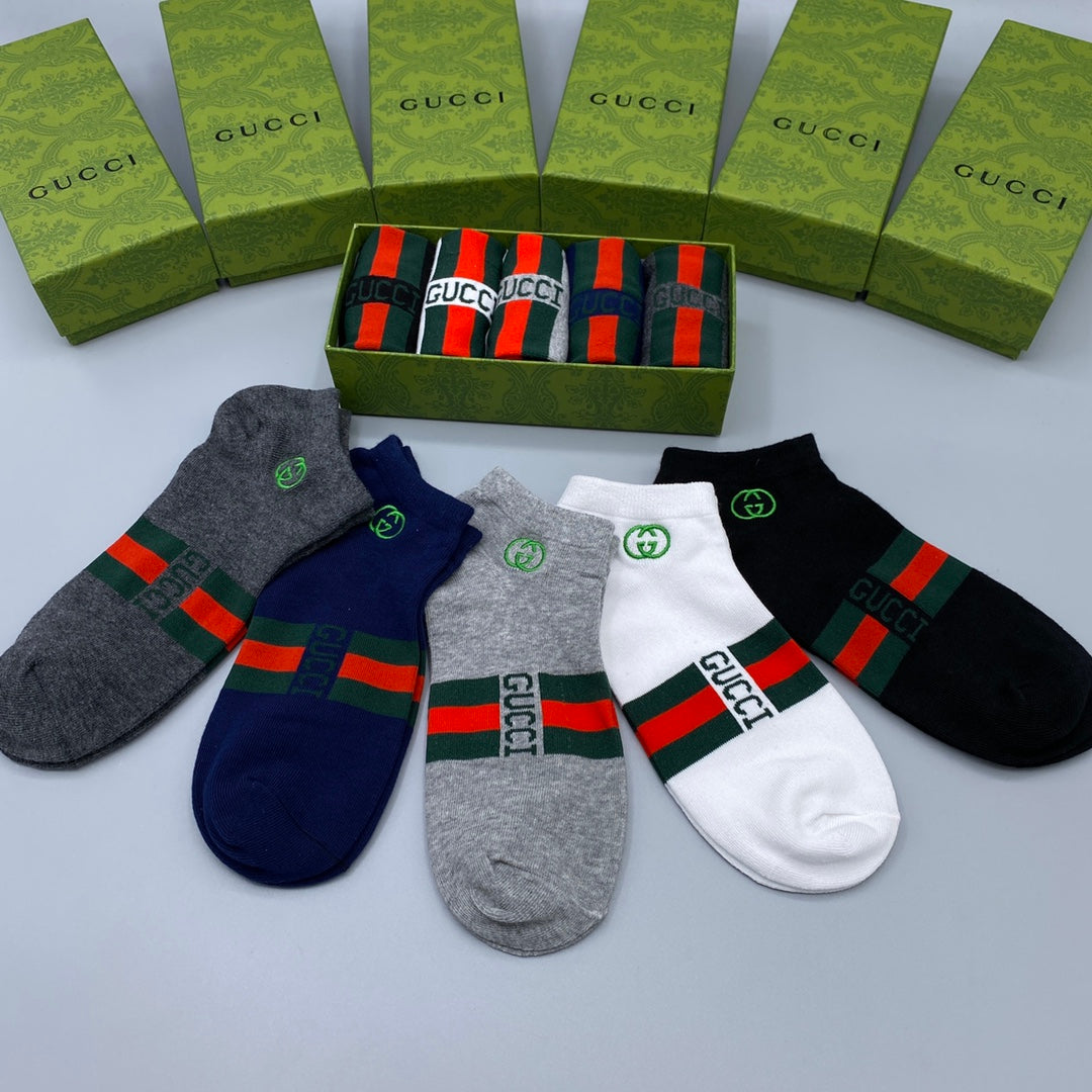 Gucci Striped Ankle Socks - 5-Pair Box