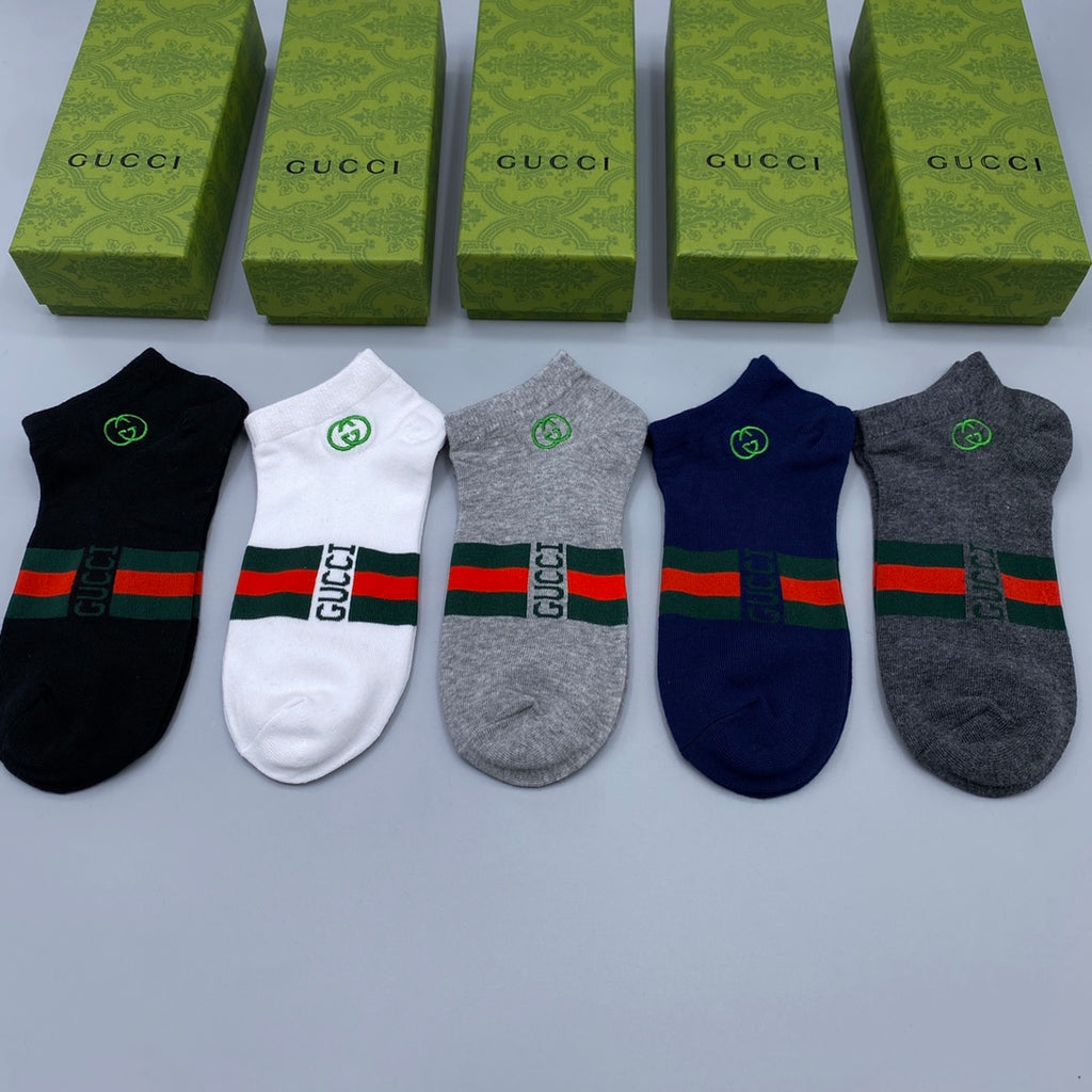 Gucci Short Socks - Mixed Colour 5-Pair Box