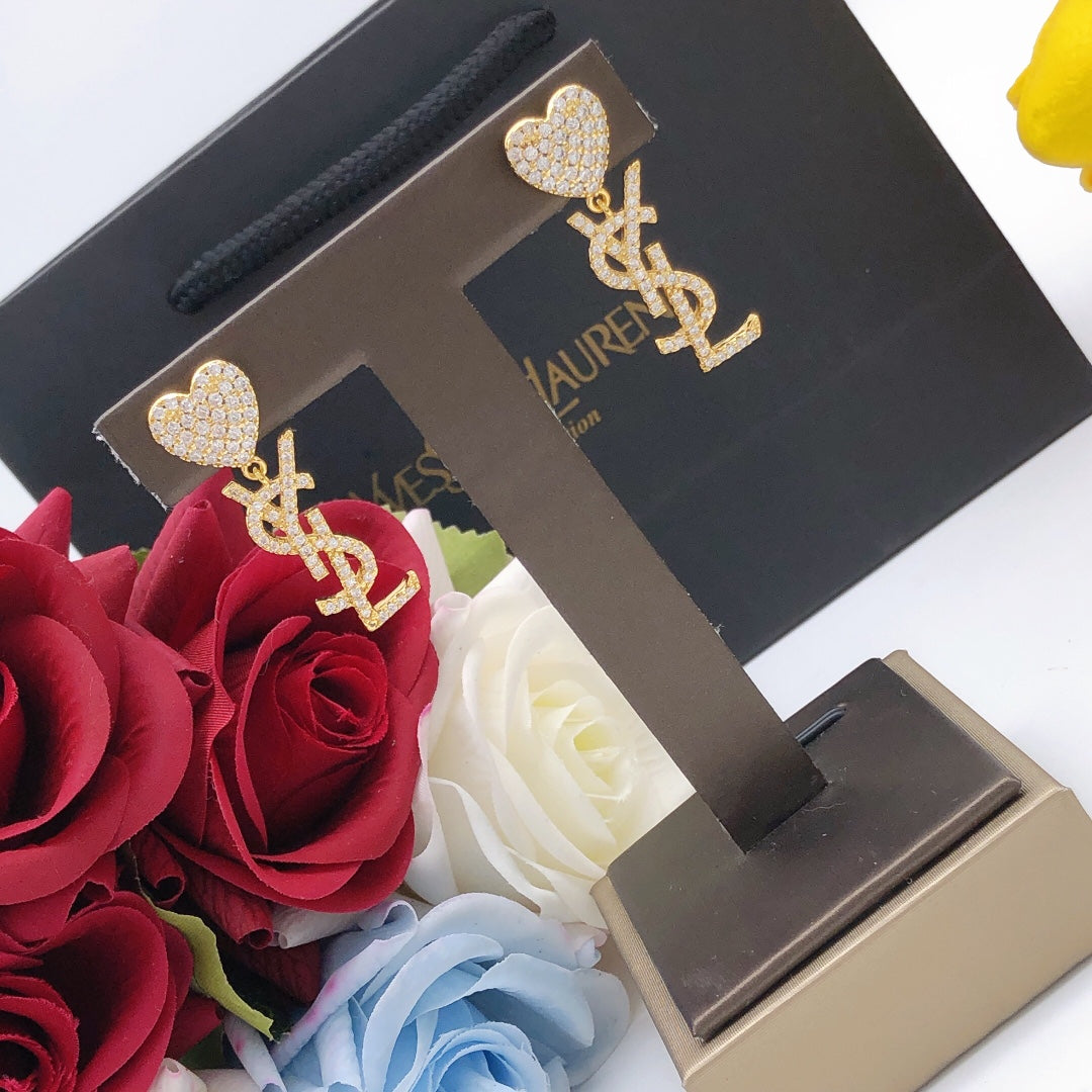 Heart Stud Earrings in Silver-Tone front product view