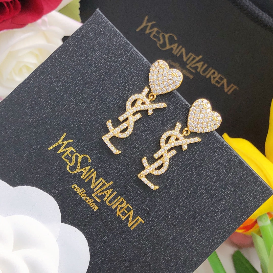 Heart Stud Earrings in Silver-Tone front product view