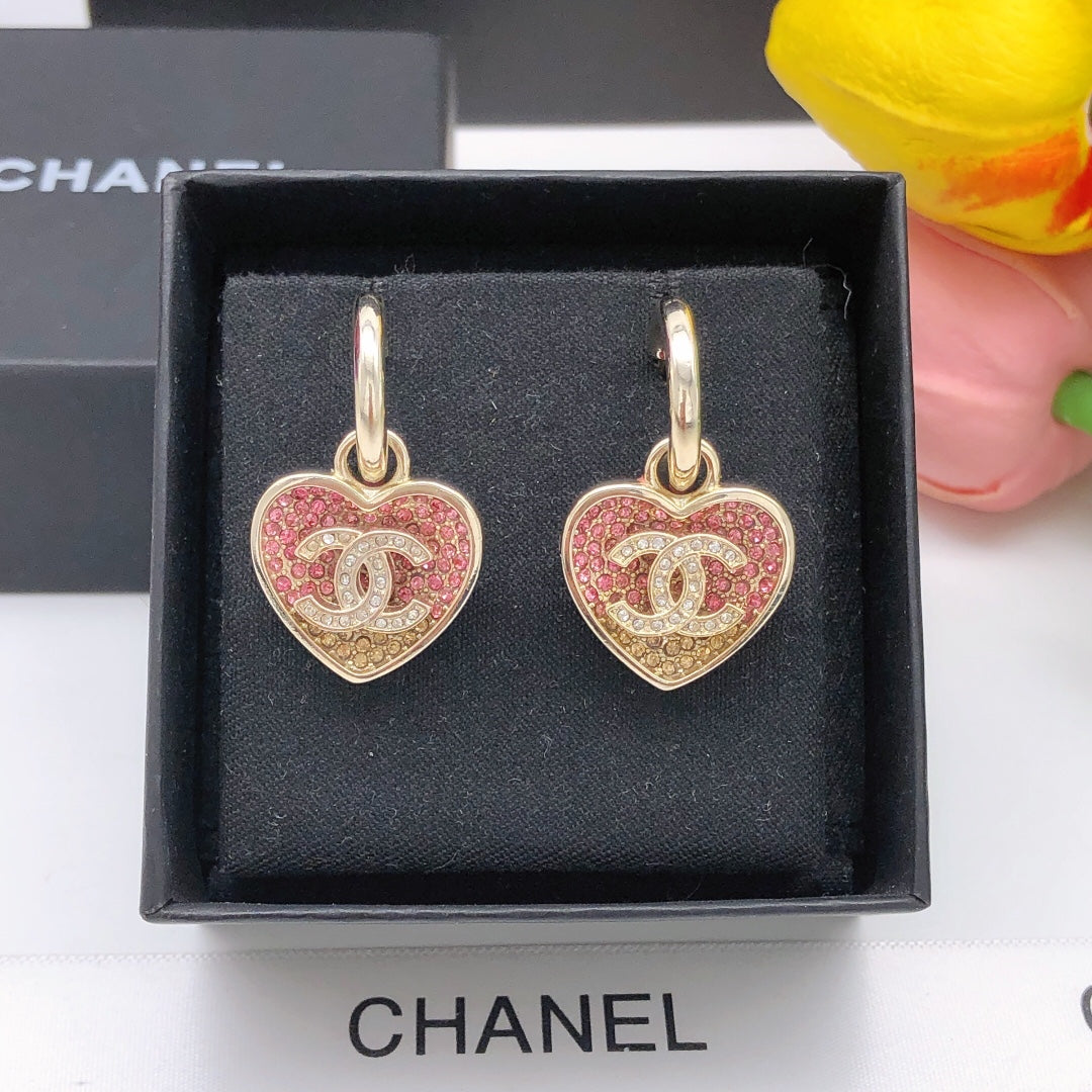 Heart Crystal-Accent Statement Earrings – Heart Detail – Design 003 styled product view
