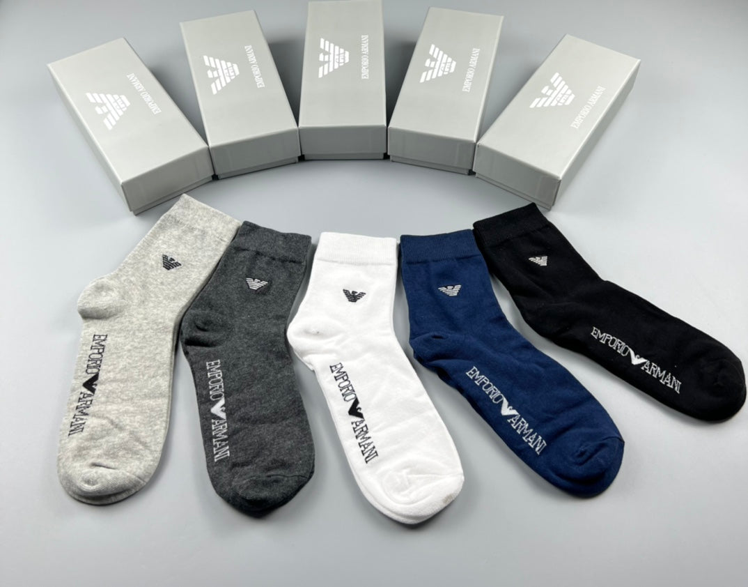 Emporio Armani Cotton Crew Socks - 5-Pair Pack