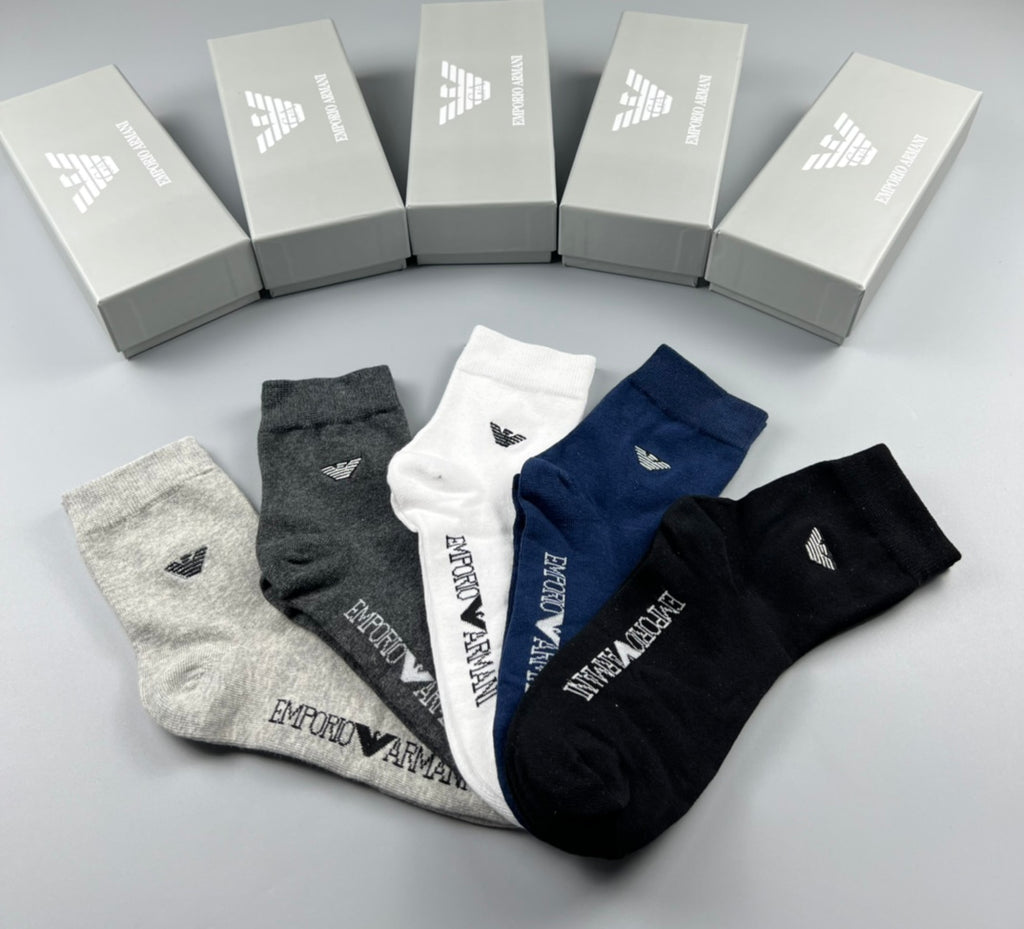 Emporio Armani Cotton Crew Socks - 5-Pair Pack