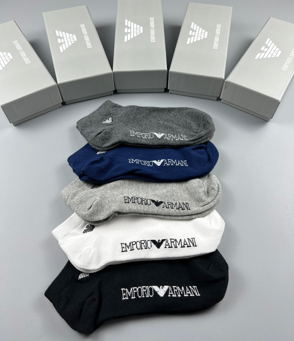 Armani Bright Accents No-Show Socks - 5-Pair Set