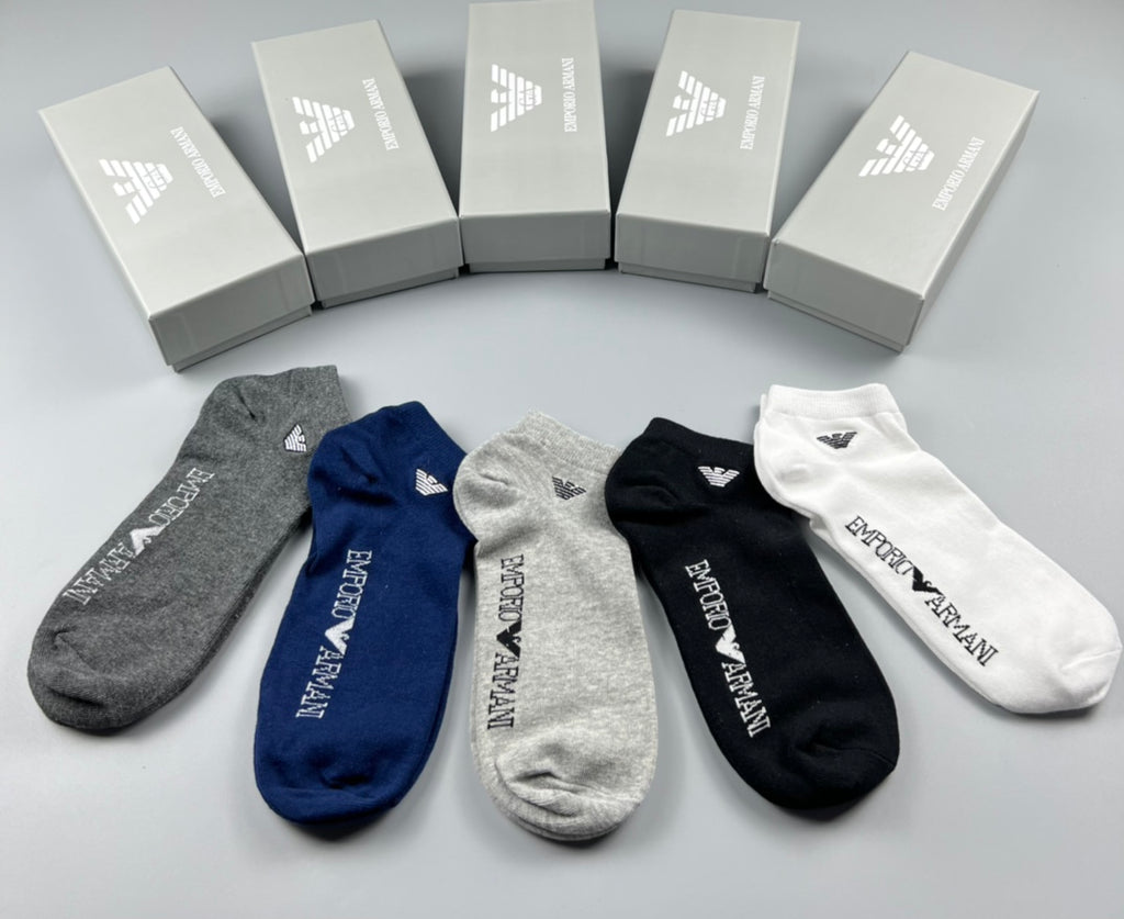 Armani Bright Accents No-Show Socks - 5-Pair Set