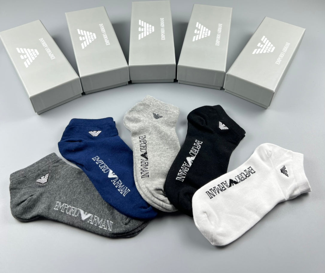 Armani Bright Accents No-Show Socks - 5-Pair Set