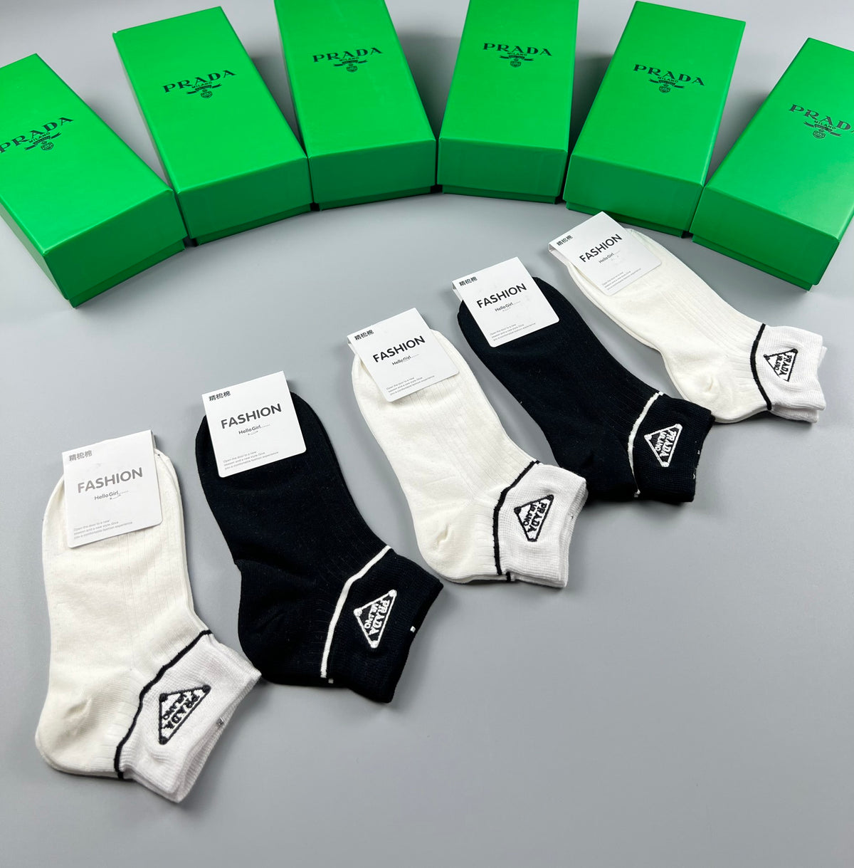 Prada Cotton Crew Socks - 5-Pair Pack