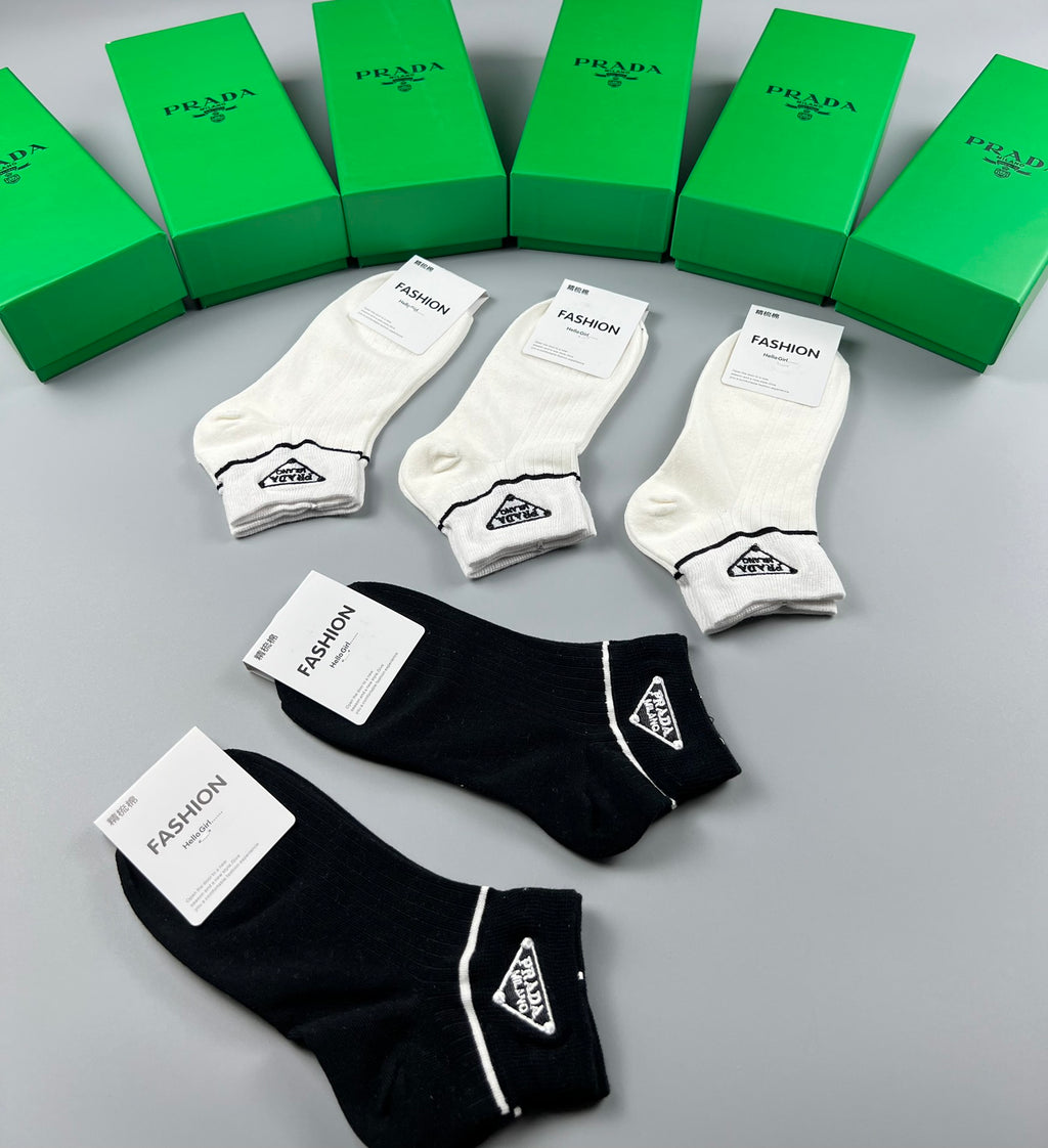 Prada Cotton Crew Socks - 5-Pair Pack