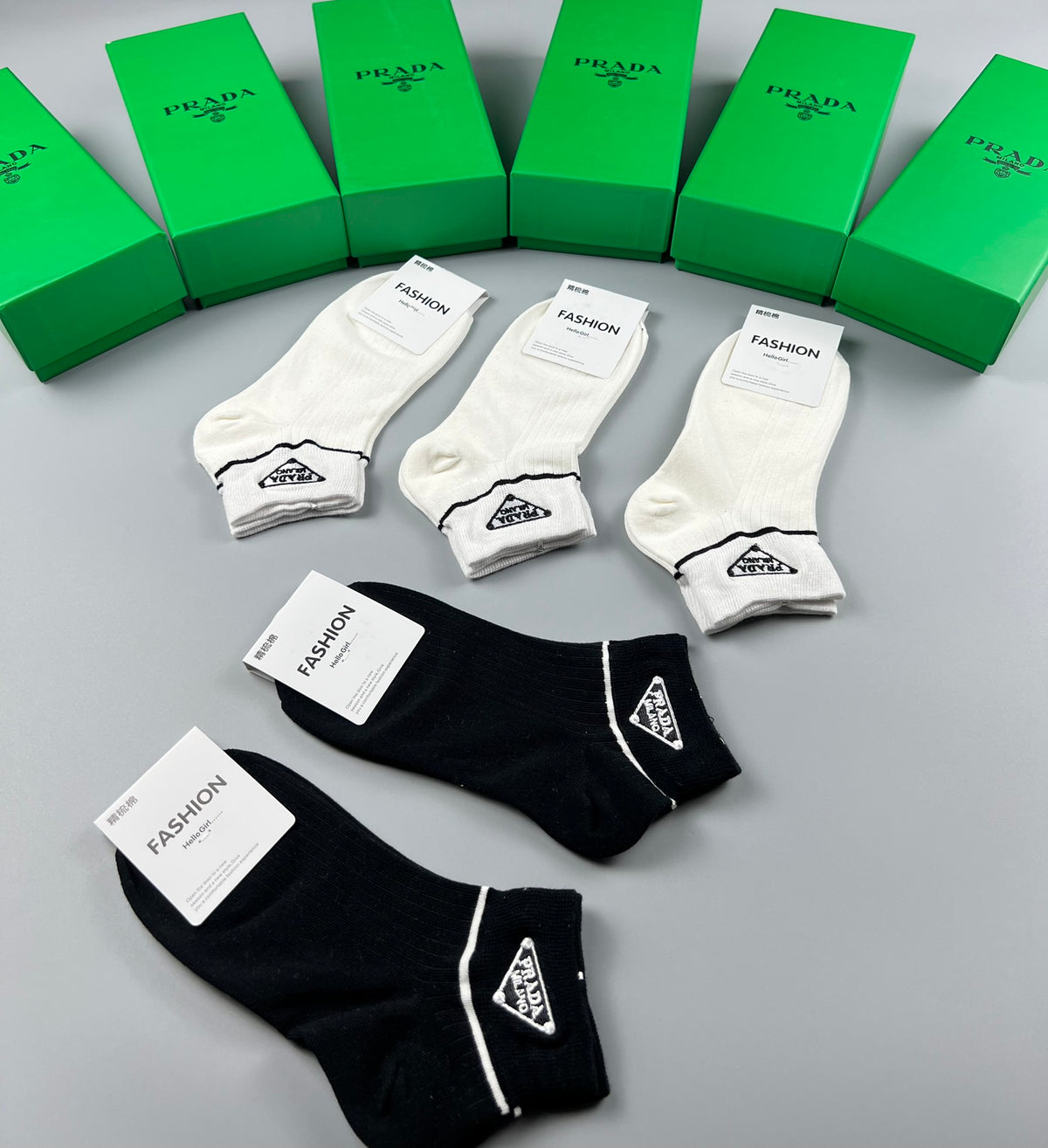 Prada Cotton Crew Socks - 5-Pair Pack