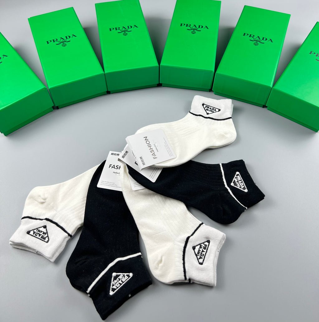 Prada Cotton Crew Socks - 5-Pair Pack