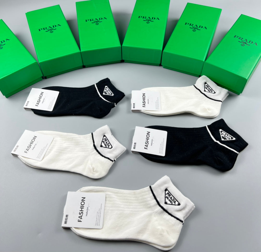 Prada Cotton Crew Socks - 5-Pair Pack