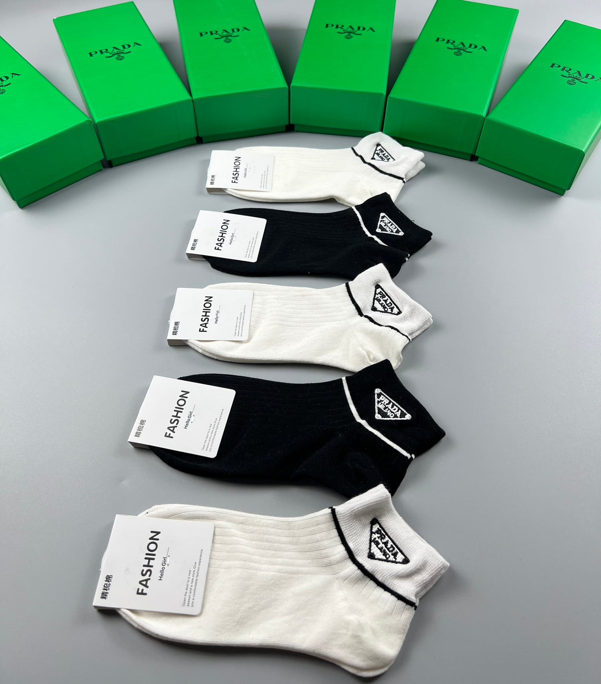 Prada Cotton Crew Socks - 5-Pair Pack