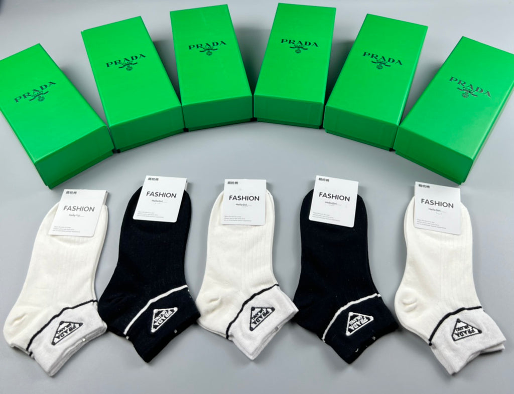 Prada Cotton Crew Socks - 5-Pair Pack