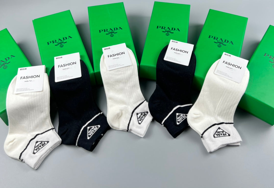 Prada Cotton Crew Socks - 5-Pair Pack