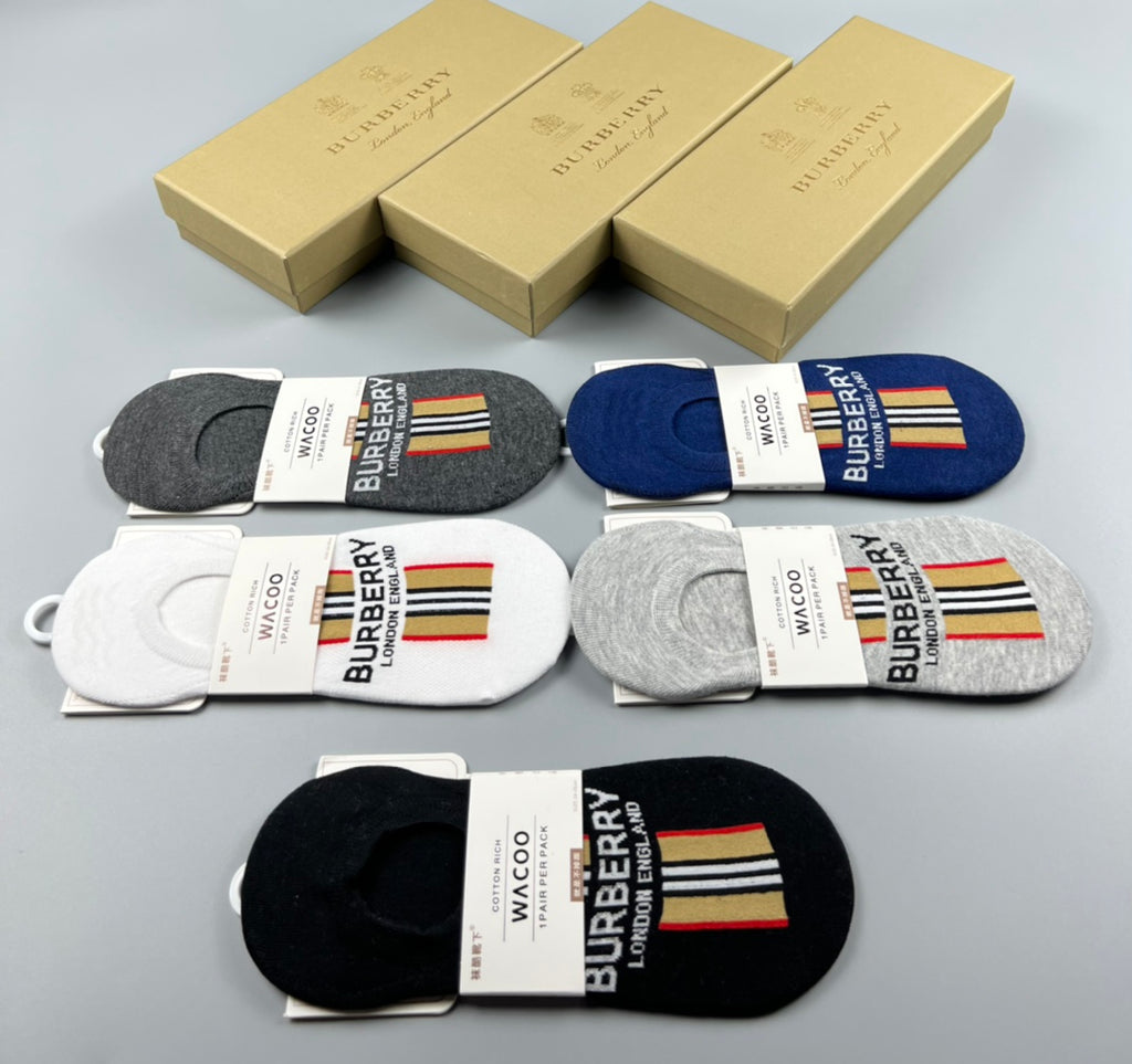 Burberry Cotton No-Show Socks - 5-Pair Set