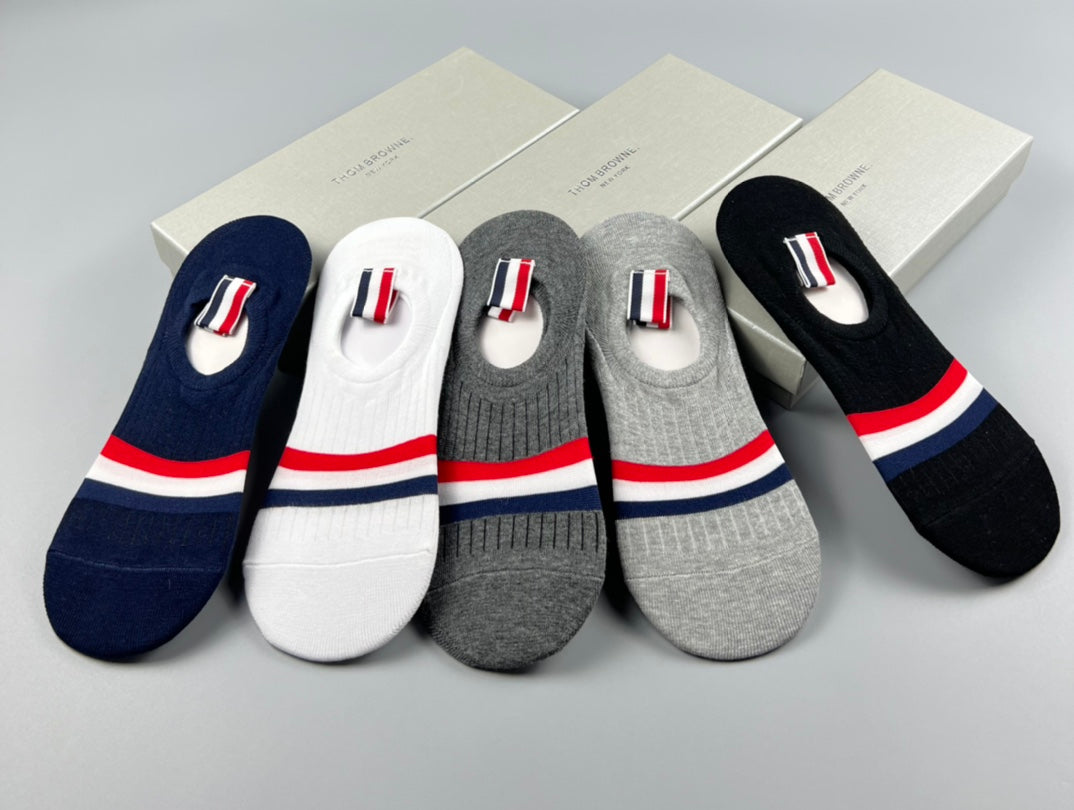 Thom Browne Cotton No-Show Socks - 5-Pair Pack
