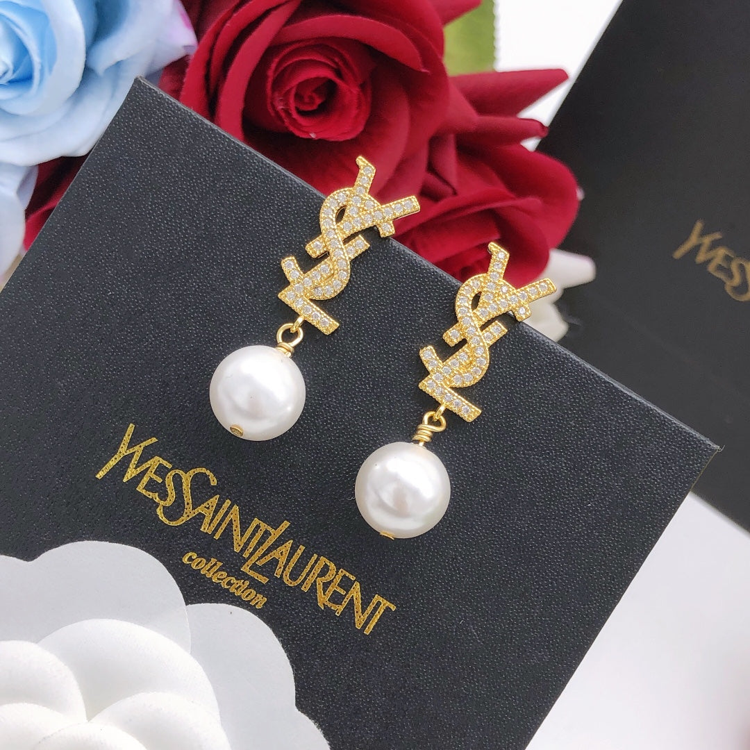 Geometric Emblem Stud Earrings in Gold-Tone – Design 001 front product view