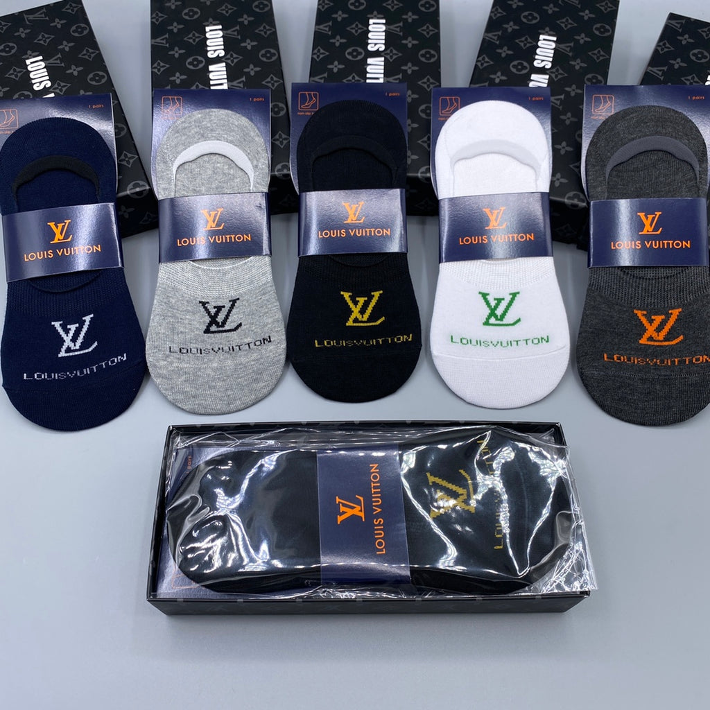 Louis Vuitton Small Initial Details No-Show Socks - 5-Pair Set