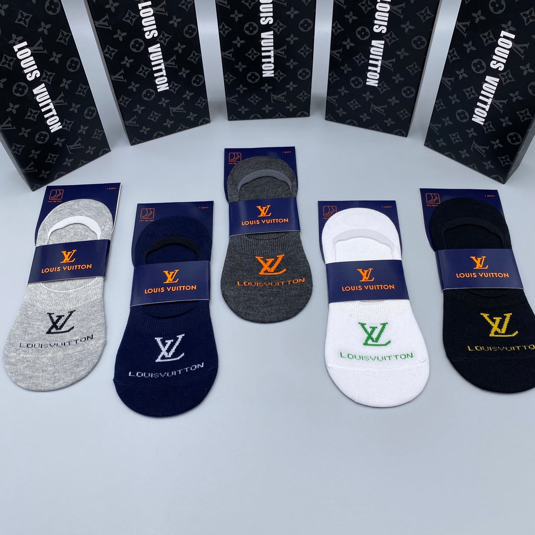 Louis Vuitton Small Initial Details No-Show Socks - 5-Pair Set