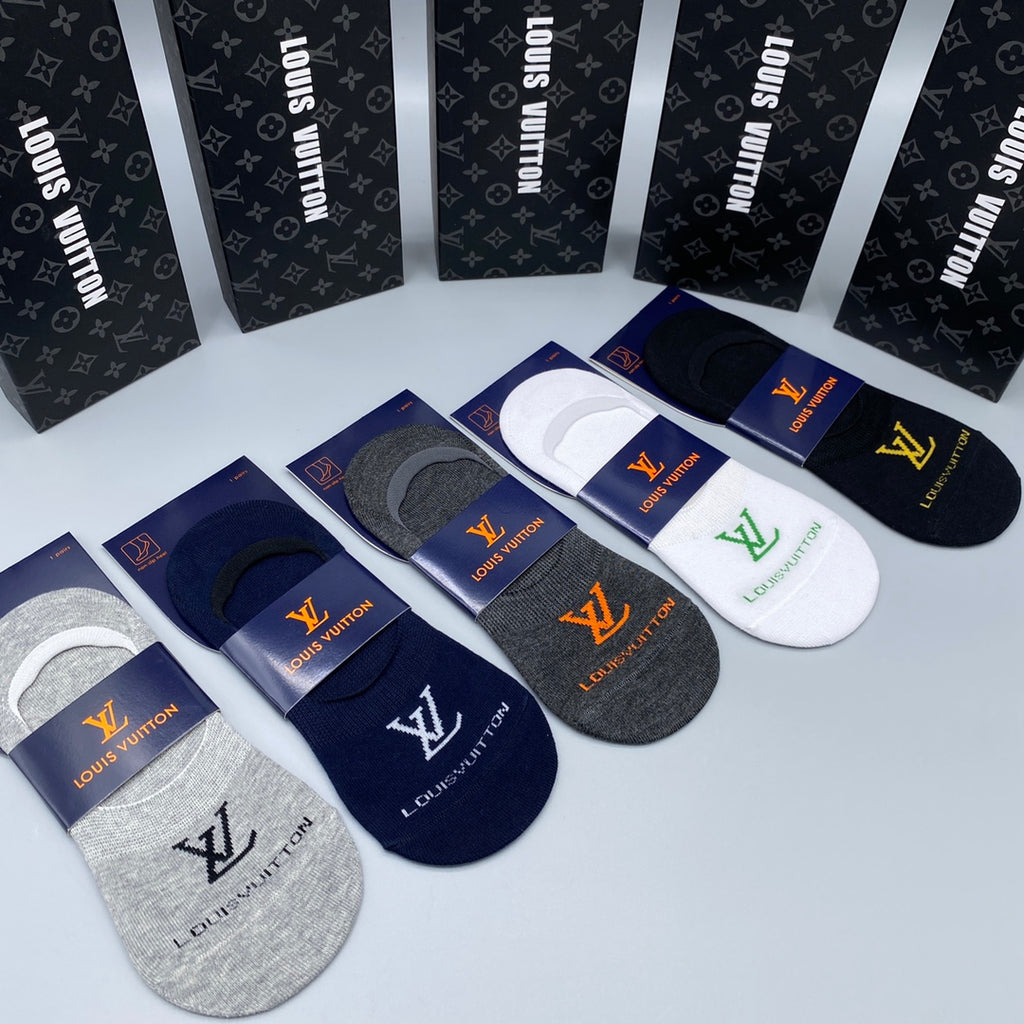 Louis Vuitton Small Initial Details No-Show Socks - 5-Pair Set