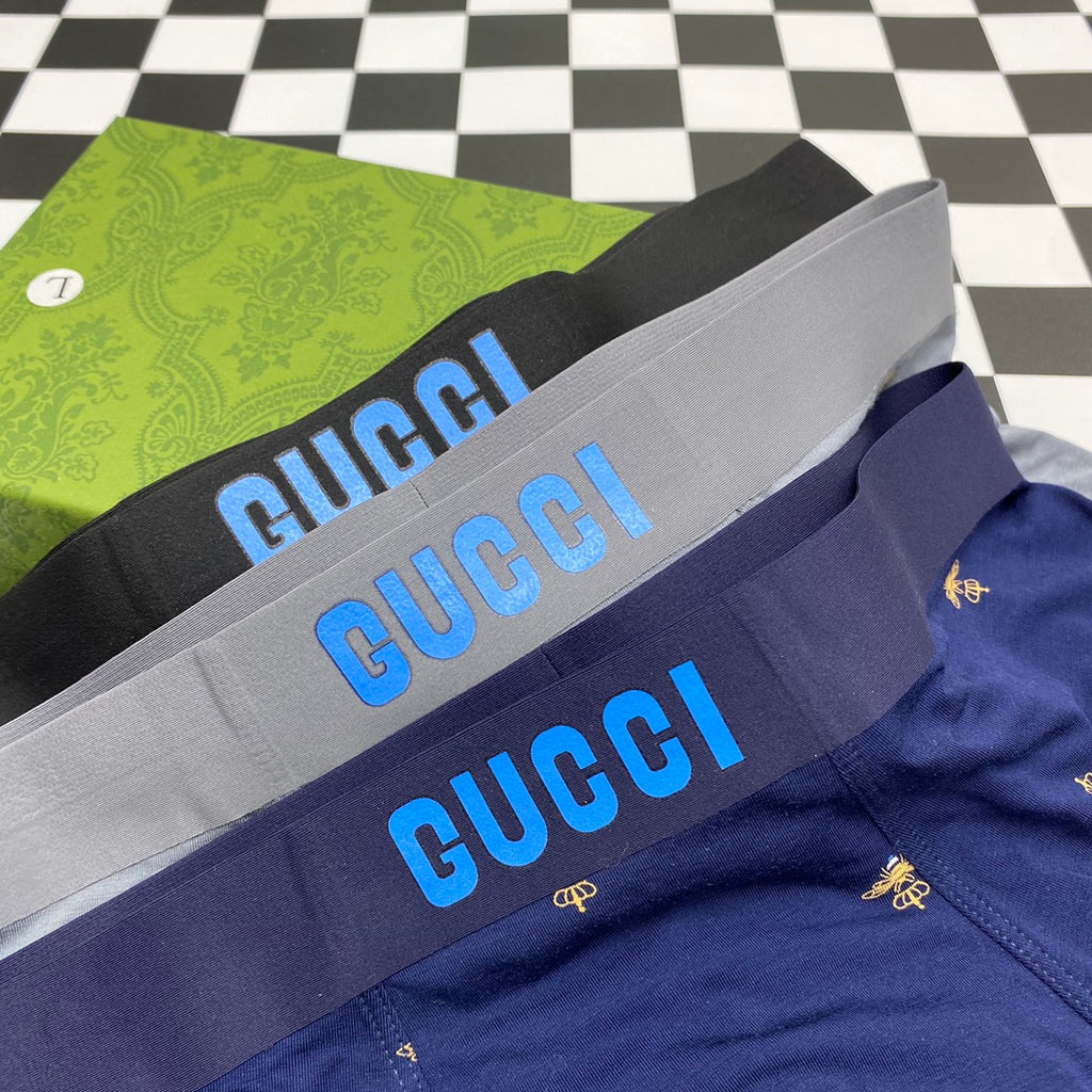 Gucci Small Repeating Bee-Style Motifs Men's Boxer Briefs - 3-Piece Box